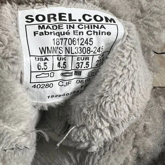 Sorel Emelie Tall Lace Winter Boots Faux Fur Lined Brown Leather Combat Size 6.5