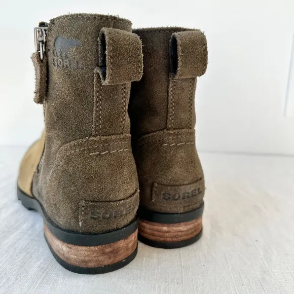 Sorel Emelie Waterproof Leather Ankle Boots Side Zip Brown Casual Size‎ 6