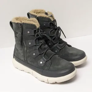 Sorel Explorer Joan Dual Zip Faux Fur Boots, Grey Suede, Women's 7.5 M