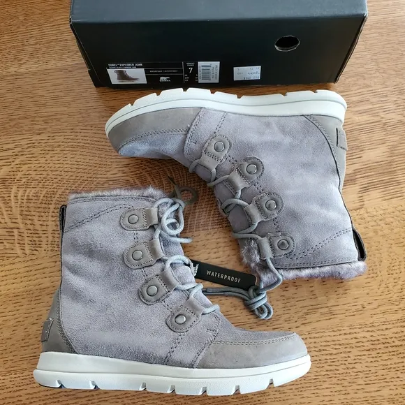 Sorel Explorer Joan waterproof boots- Quarry gray