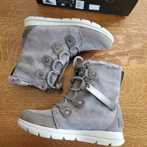 Sorel Explorer Joan waterproof boots- Quarry gray
