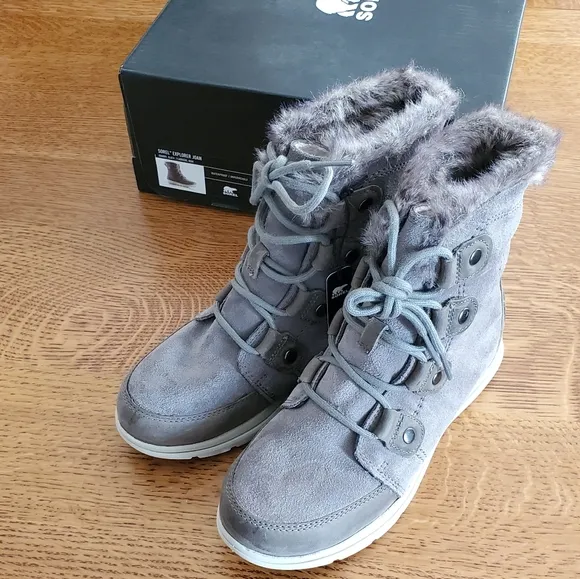 Sorel Explorer Joan waterproof boots- Quarry gray