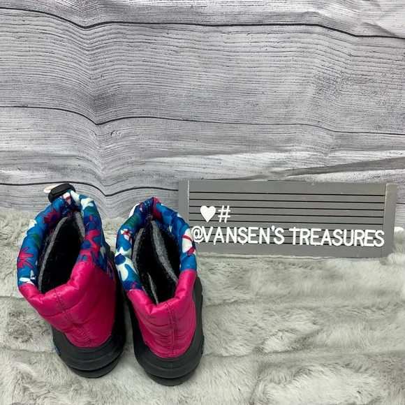 Sorel Girls Toddler Snow Commander Waterproof Pink Floral Winter Boots Size 6