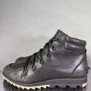 Sorel Harlow Lace Up Boots Waterproof Black Leather Women’s Size 9.5 US
