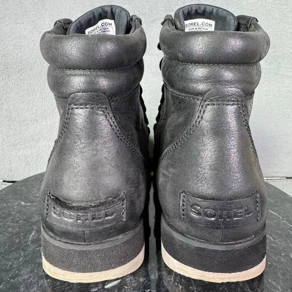 Sorel Harlow Lace Up Boots Waterproof Black Leather Women’s Size 9.5 US