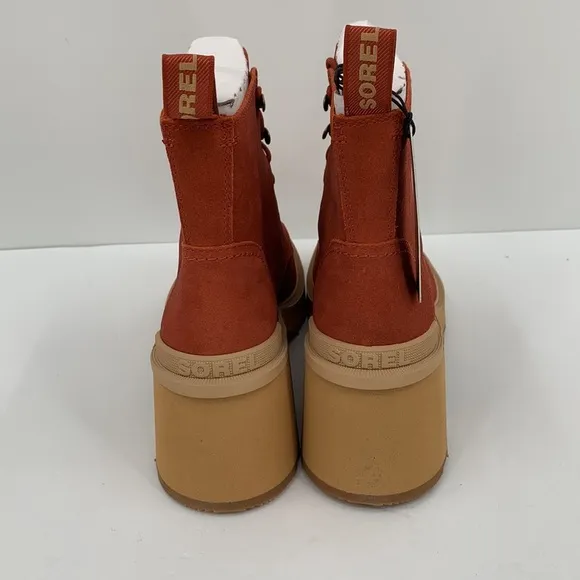 Sorel Hi-line lug boots suede leather waterproof chunky platform shoe red new 8