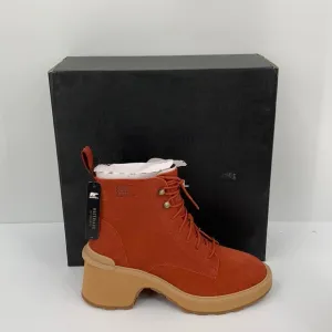 Sorel Hi-line lug boots suede leather waterproof chunky platform shoe red new 8