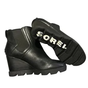 Sorel Joan Ankle Boots Womens Size 8 Black Uptown Chelsea Waterproof Leather