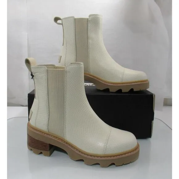 Sorel Joan Now Chelsea Waterproof Pull On Boots Bleached Ceramic Gum Size 8.5