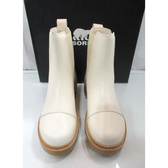 Sorel Joan Now Chelsea Waterproof Pull On Boots Bleached Ceramic Gum Size 8.5