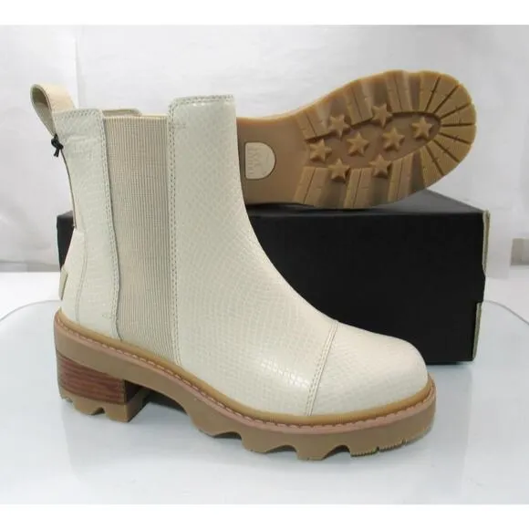 Sorel Joan Now Chelsea Waterproof Pull On Boots Bleached Ceramic Gum Size 8.5