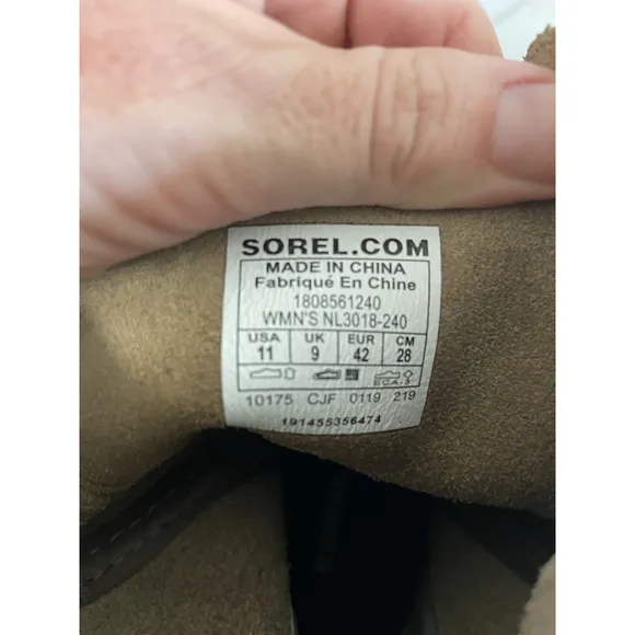 Sorel Joan Of Arctic Bootie Sz 11 Tan Leather Side Zip Hidden Wedge Waterproof