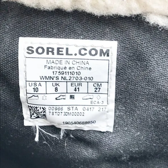 SOREL Joan Of Arctic II Hidden Wedge Black Leather Booties Womens 10
