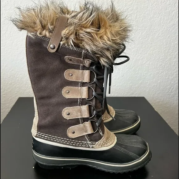 Sorel Joan of Arctic Suede Mid-Calf Brown Lace-Up Boots Size:8 🥾