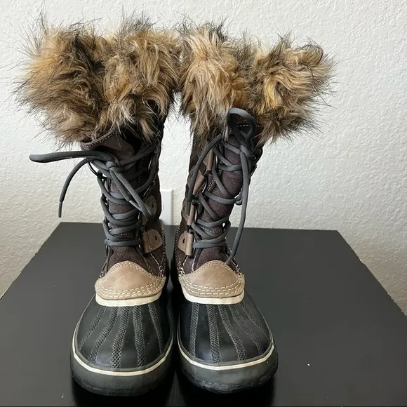 Sorel Joan of Arctic Suede Mid-Calf Brown Lace-Up Boots Size:8 🥾