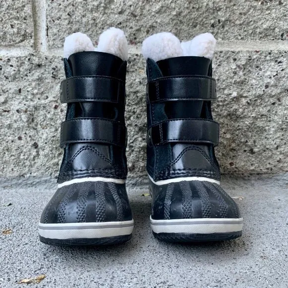 SOREL Kids 1964 Pac Snow Boots 10 27 Faux Fur Black Suede Waterproof Winter Boot