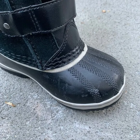 SOREL Kids 1964 Pac Snow Boots 10 27 Faux Fur Black Suede Waterproof Winter Boot