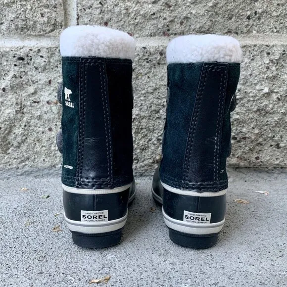 SOREL Kids 1964 Pac Snow Boots 10 27 Faux Fur Black Suede Waterproof Winter Boot