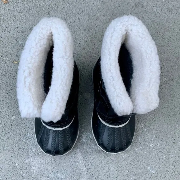 SOREL Kids 1964 Pac Snow Boots 10 27 Faux Fur Black Suede Waterproof Winter Boot