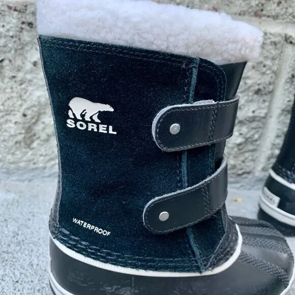 SOREL Kids 1964 Pac Snow Boots 10 27 Faux Fur Black Suede Waterproof Winter Boot