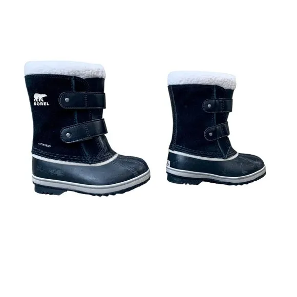 SOREL Kids 1964 Pac Snow Boots 10 27 Faux Fur Black Suede Waterproof Winter Boot