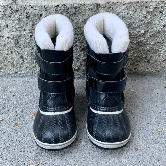 SOREL Kids 1964 Pac Snow Boots 10 27 Faux Fur Black Suede Waterproof Winter Boot