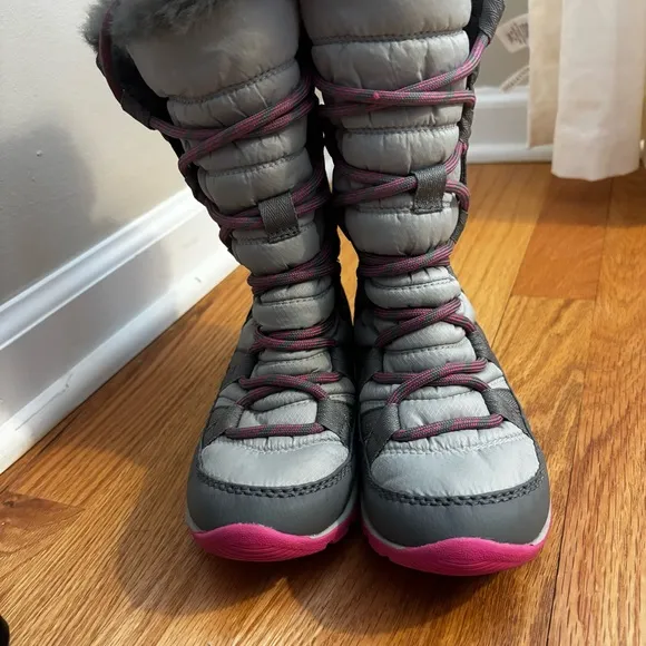 Sorel Kids' Whitney Gray and Pink Waterproof Winter Boots Size 1