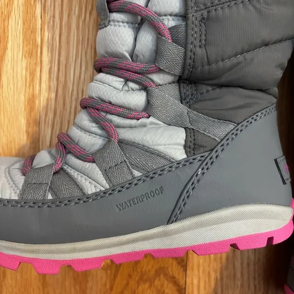 Sorel Kids' Whitney Gray and Pink Waterproof Winter Boots Size 1