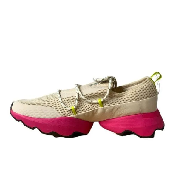 Sorel Kinetic Impact Sneakers Womens Size 9 Lace Up Scalloped Cream Pink Shoes