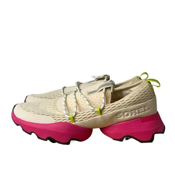 Sorel Kinetic Impact Sneakers Womens Size 9 Lace Up Scalloped Cream Pink Shoes