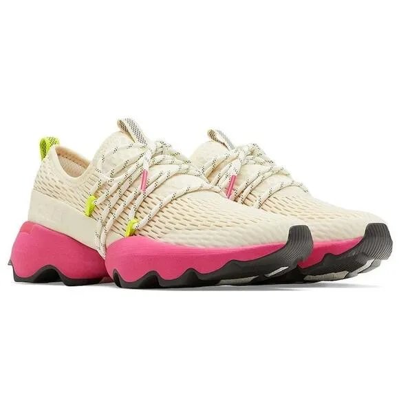 Sorel Kinetic Impact Sneakers Womens Size 9 Lace Up Scalloped Cream Pink Shoes