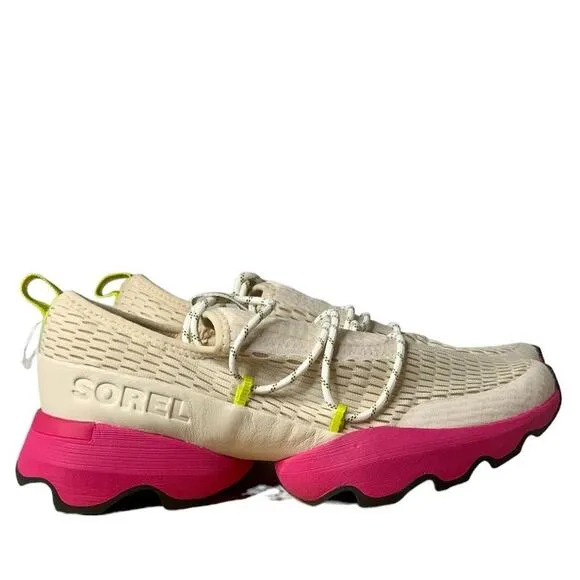Sorel Kinetic Impact Sneakers Womens Size 9 Lace Up Scalloped Cream Pink Shoes
