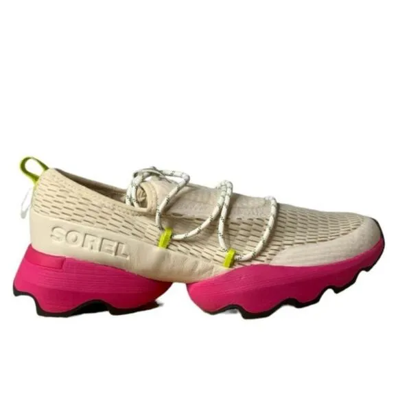 Sorel Kinetic Impact Sneakers Womens Size 9 Lace Up Scalloped Cream Pink Shoes