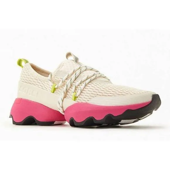 Sorel Kinetic Impact Sneakers Womens Size 9 Lace Up Scalloped Cream Pink Shoes