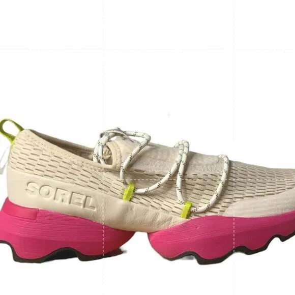 Sorel Kinetic Impact Sneakers Womens Size 9 Lace Up Scalloped Cream Pink Shoes