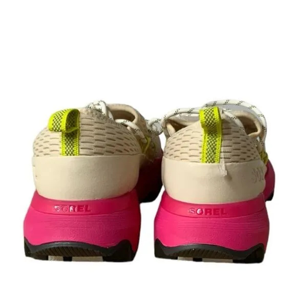 Sorel Kinetic Impact Sneakers Womens Size 9 Lace Up Scalloped Cream Pink Shoes