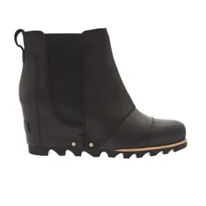 Sorel LEA Wedge Leather Ankle Boots Waterproof Black Women's Size 8 Chunky