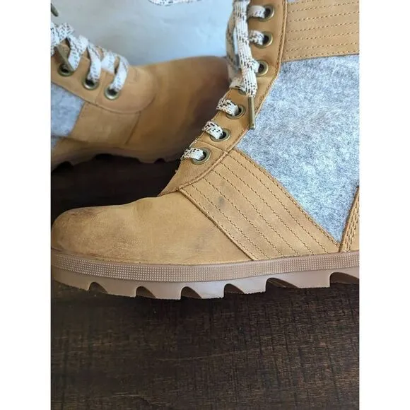 Sorel Lexi Wedge Boots Waterproof Leather Felt Boots - Size 9