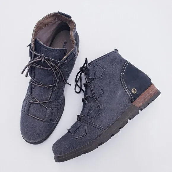 Sorel Major Lace Boots Women’s Size 8 Gray Waterproof Canvas NL2163-010