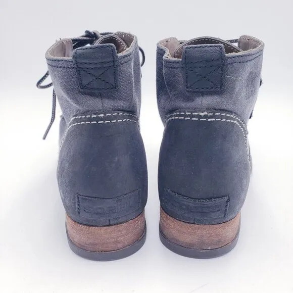Sorel Major Lace Boots Women’s Size 8 Gray Waterproof Canvas NL2163-010