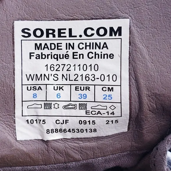 Sorel Major Lace Boots Women’s Size 8 Gray Waterproof Canvas NL2163-010