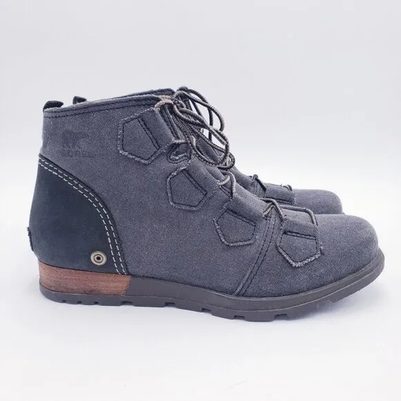 Sorel Major Lace Boots Women’s Size 8 Gray Waterproof Canvas NL2163-010
