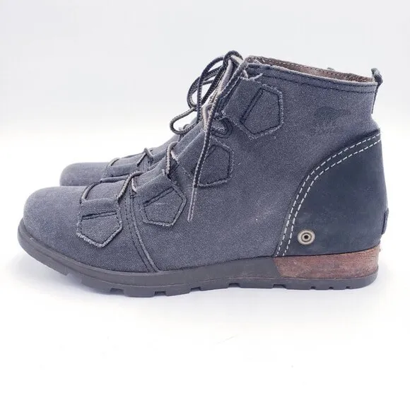 Sorel Major Lace Boots Women’s Size 8 Gray Waterproof Canvas NL2163-010