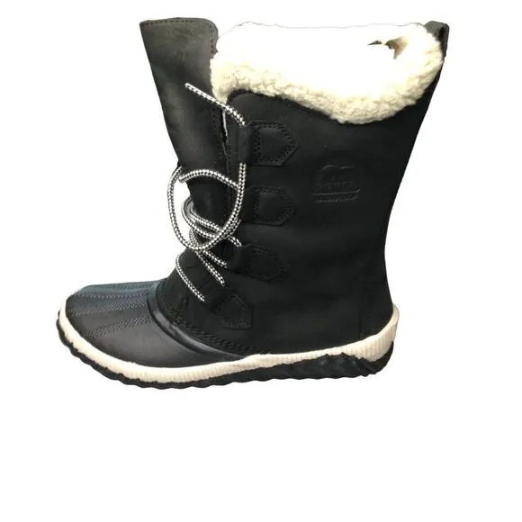 Sorel Out and About Plus Tall Boot Waterproof Winter Black 6M NWT