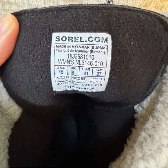 Sorel Out N About Plus Tall Lace Up Black Duck Style Winter Boots Size 10