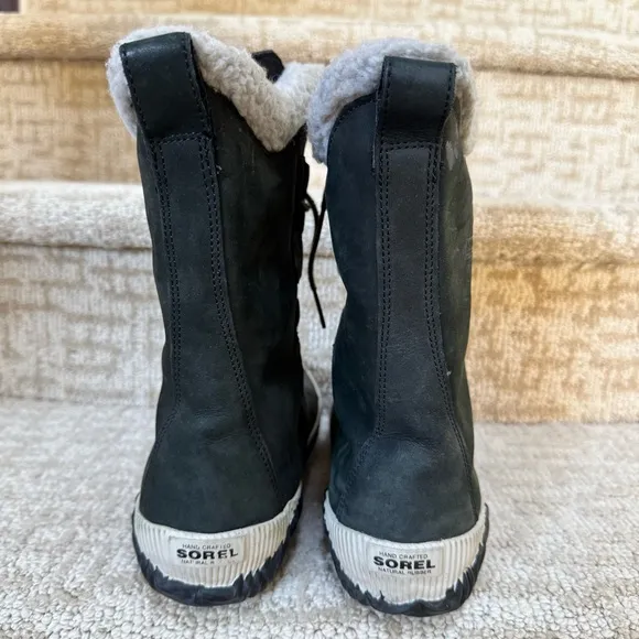 Sorel Out N About Plus Tall Lace Up Black Duck Style Winter Boots Size 10