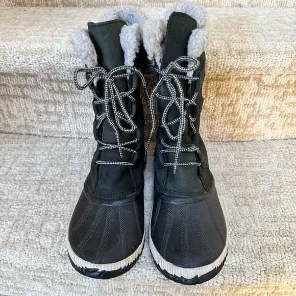 Sorel Out N About Plus Tall Lace Up Black Duck Style Winter Boots Size 10