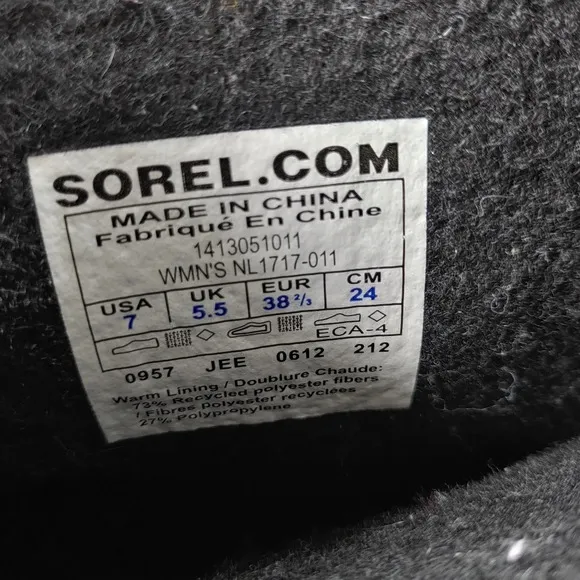 Sorel Premium Snow Waterproof Canvas Black Winter Boots Women's 7 NL1717-011
