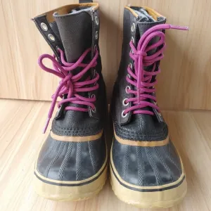 Sorel Premium Snow Waterproof Canvas Black Winter Boots Women's 7 NL1717-011