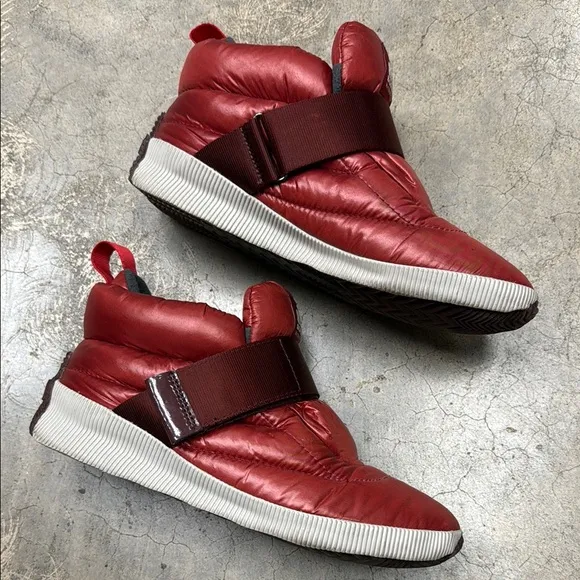 Sorel Red Quilted Slip-On Sneakers